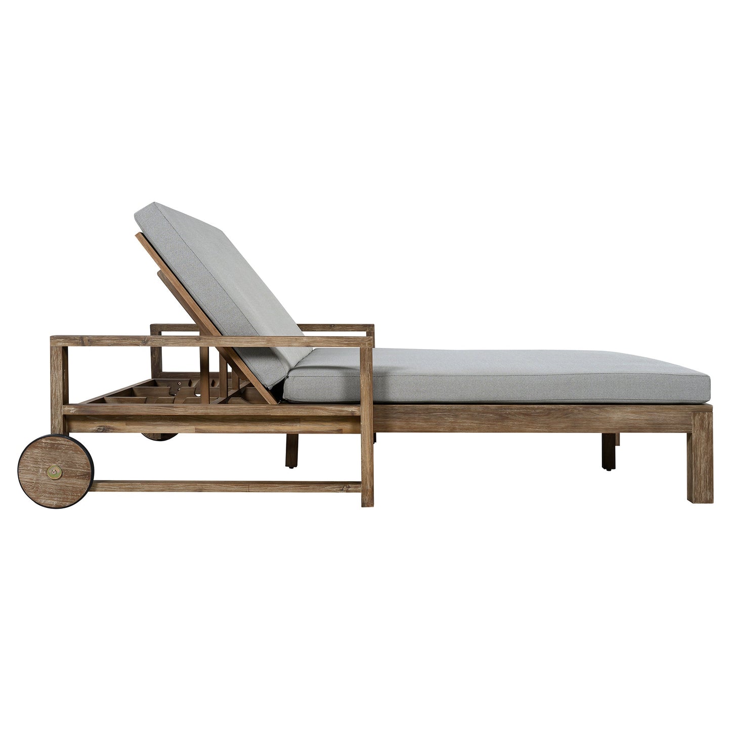 TREXM 1-Piece Farmhouse-styled Wooden Outdoor Sunbed