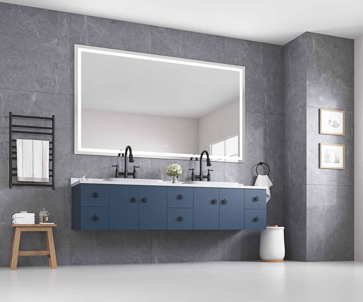 84 x 48 Inch LED Bathroom Mirror with Front and Backlight