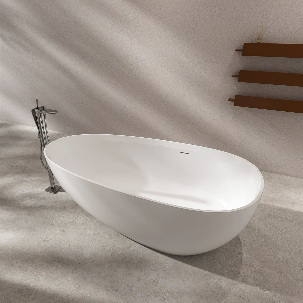 71 Inch Artificial Stone Solid Surface Freestanding Bathroom Bathtub