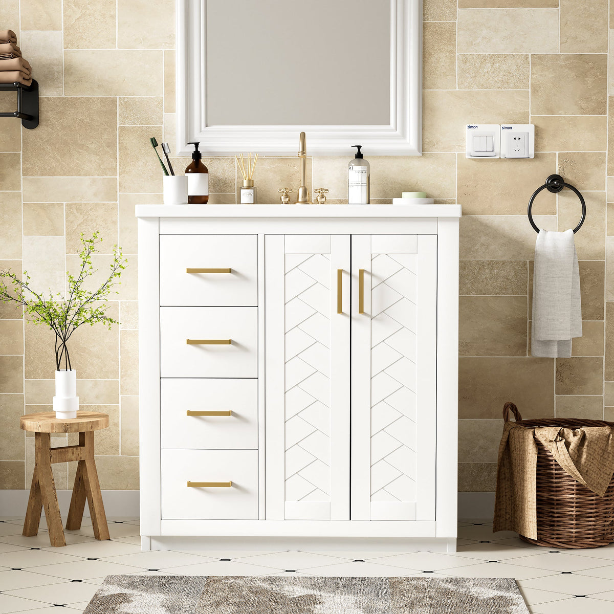 30'' Bathroom Vanity with Ceramic Sink Combo