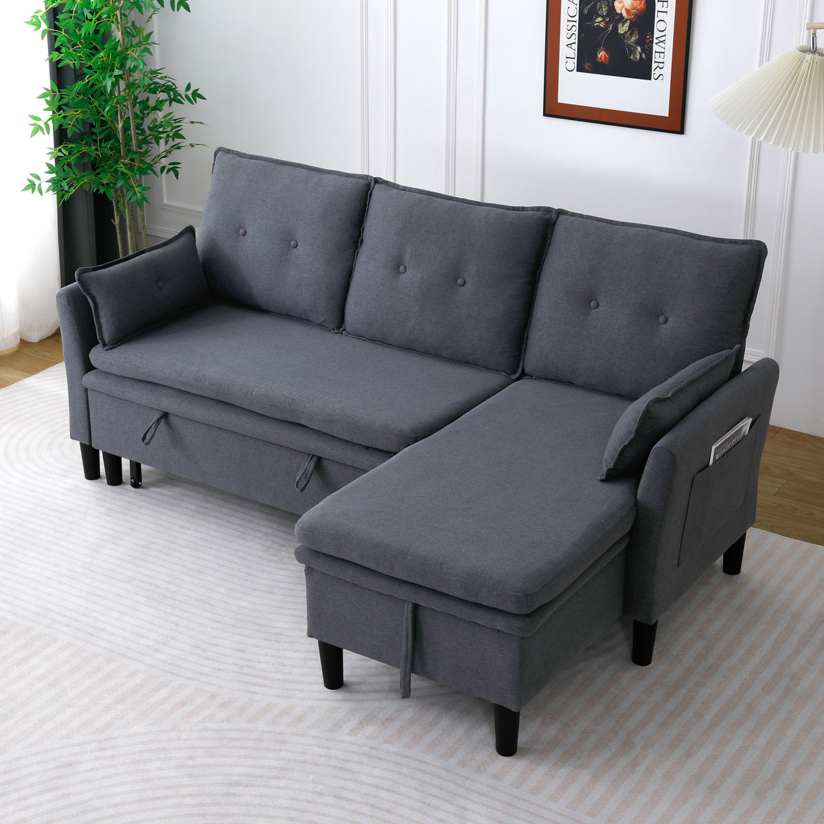 L-Shaped Reversible Chaise Sectional Sofa with Storage