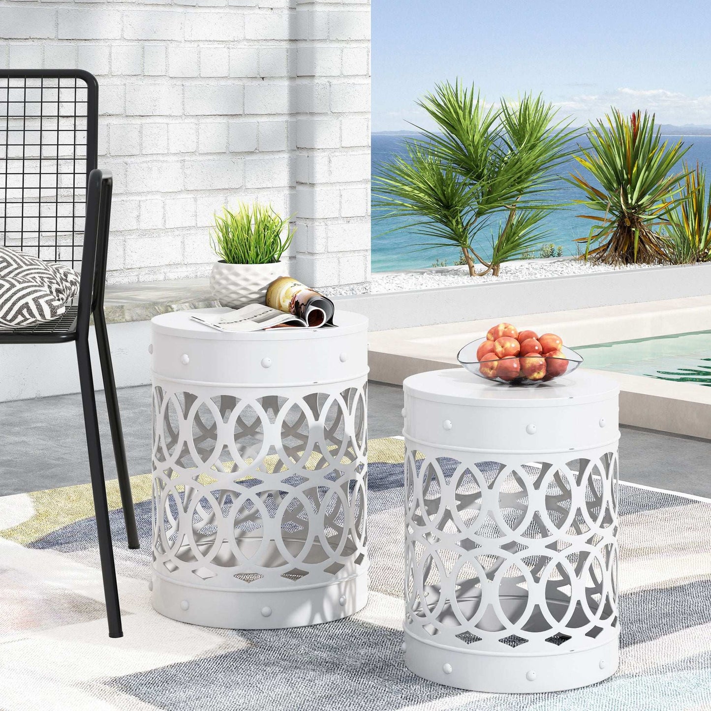 Outdoor Metal Set of 2 End Tables
