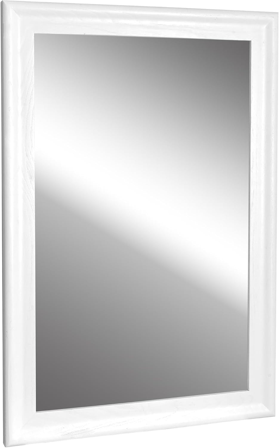 Rectangular White Wood Wall Mirror 24x36 Inches Bathroom