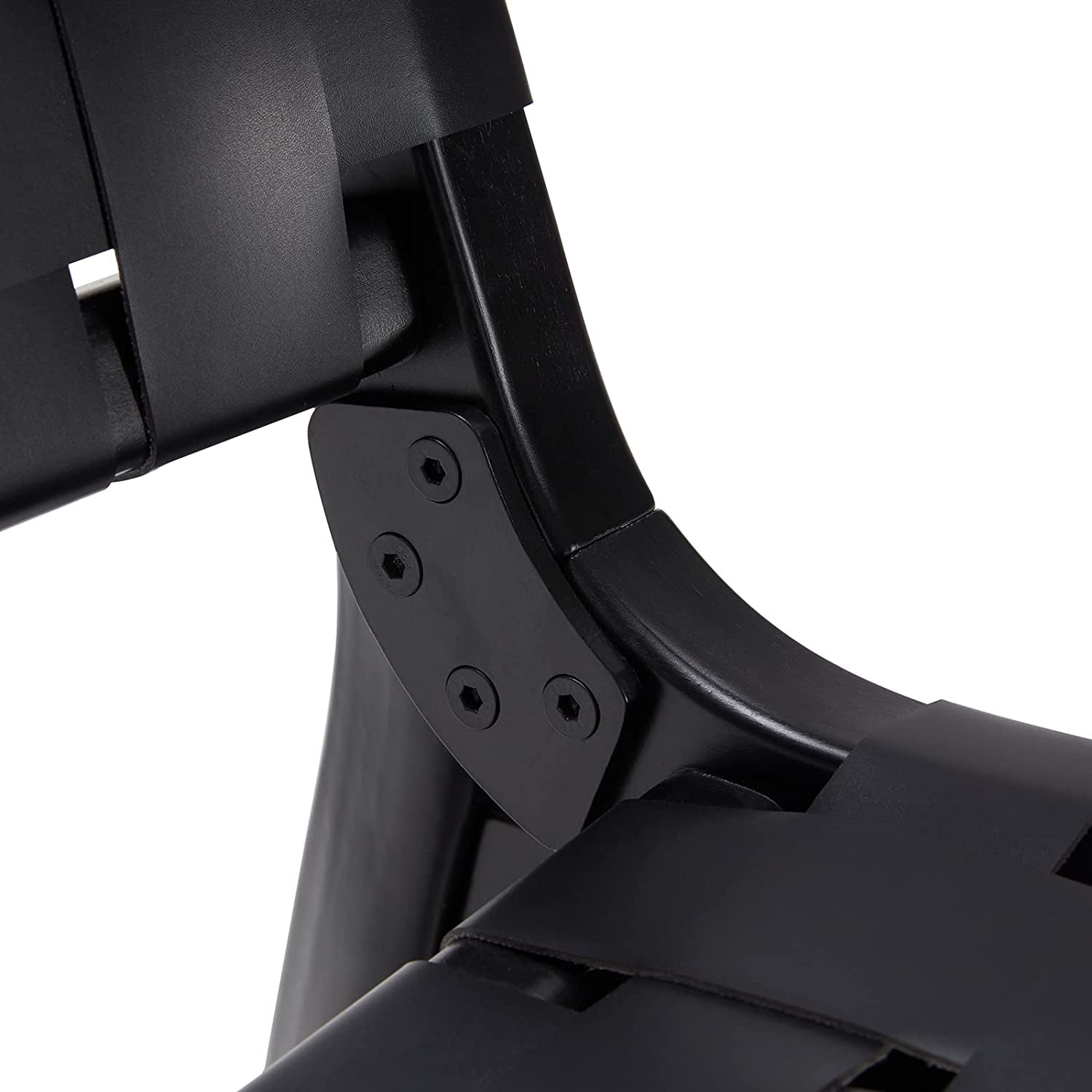 Close-up of the Scandinavian Woven Leather Chair With Natural Wood Frame showing woven straps and durable construction.