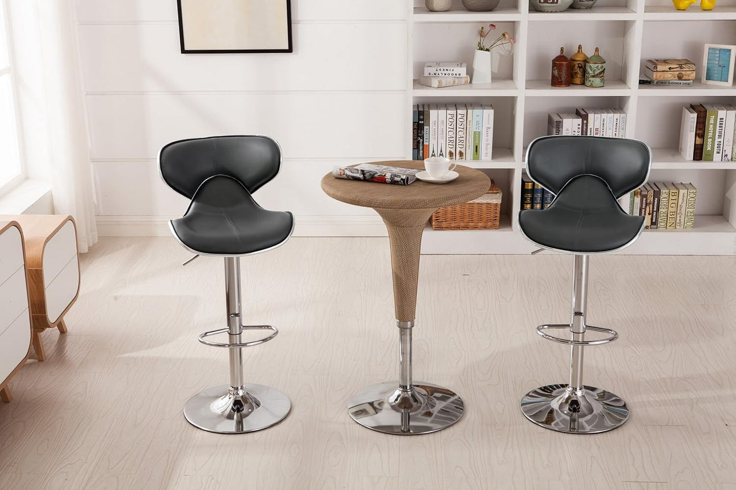 Masaccio Grey Leatherette Airlift Swivel Barstool Set of 2