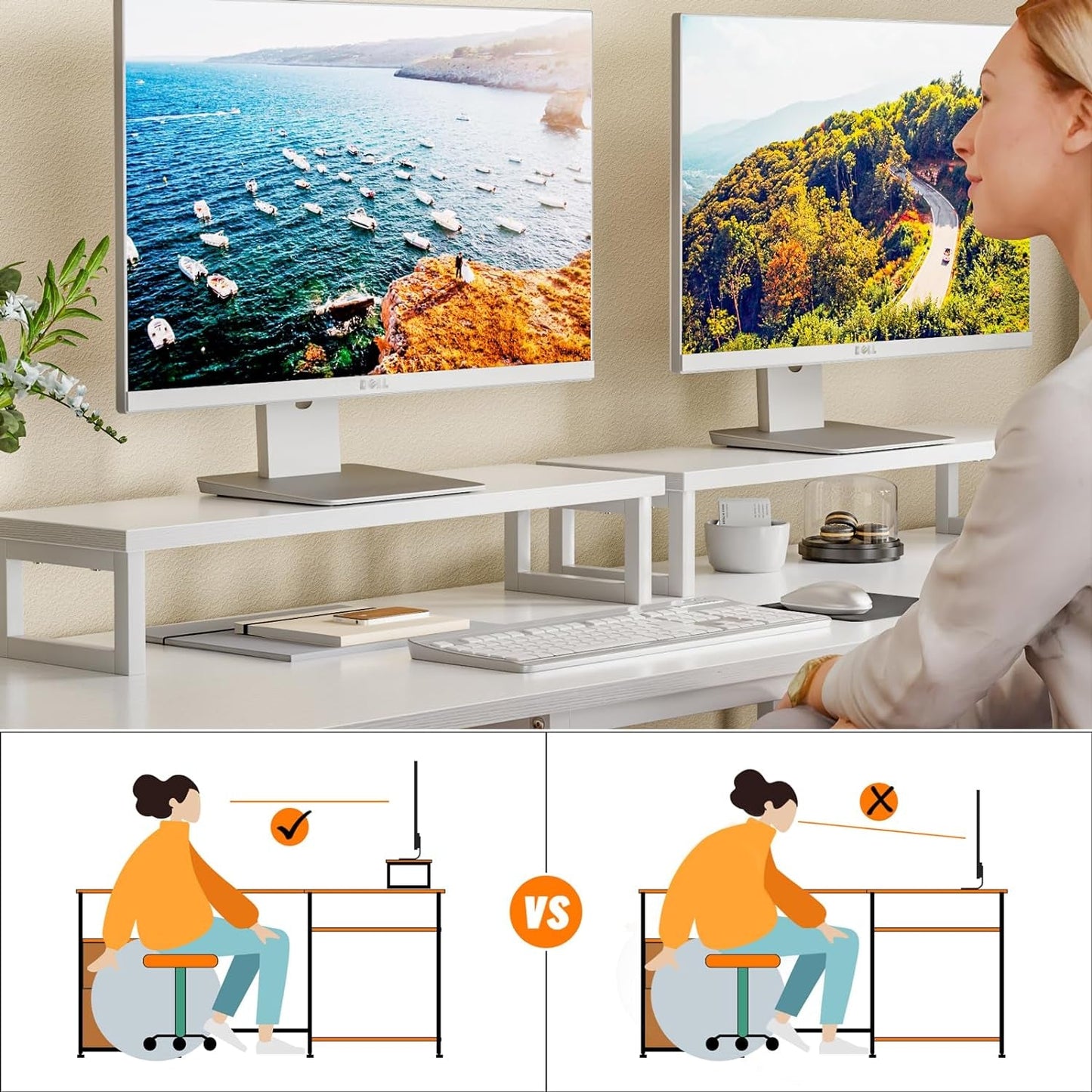 White Fifty Nine Inch L Shaped Desk With Power Outlets