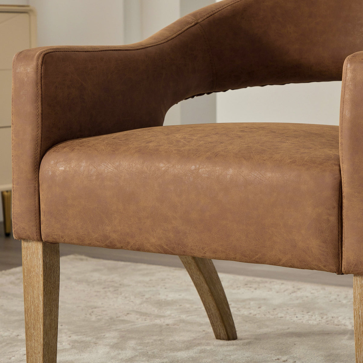 Modern Upholstered PU Open Back Accent Armchair