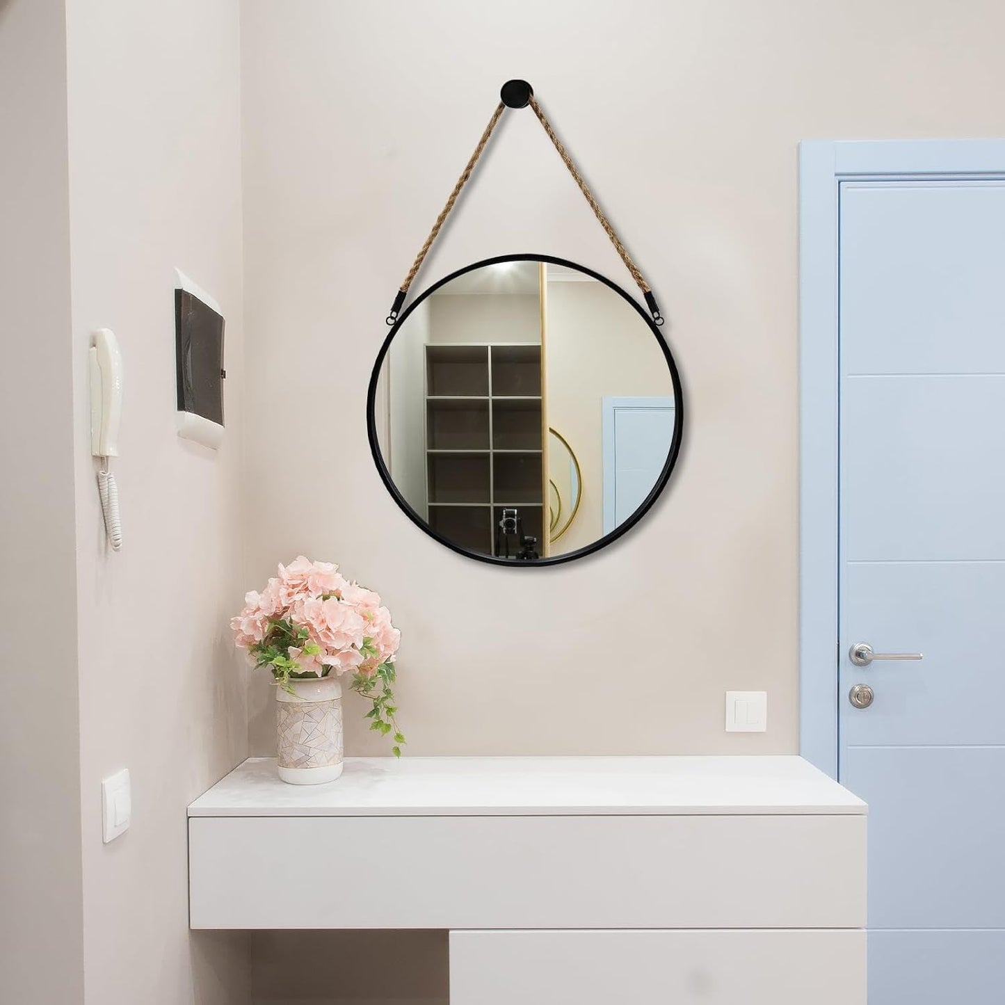 20 Inch Round Hanging Mirror Wall Mounted Classic
