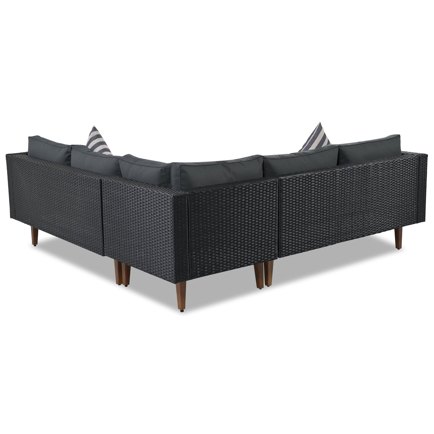 4-Pieces Outdoor Wicker Sofa Set with Colorful Pillows