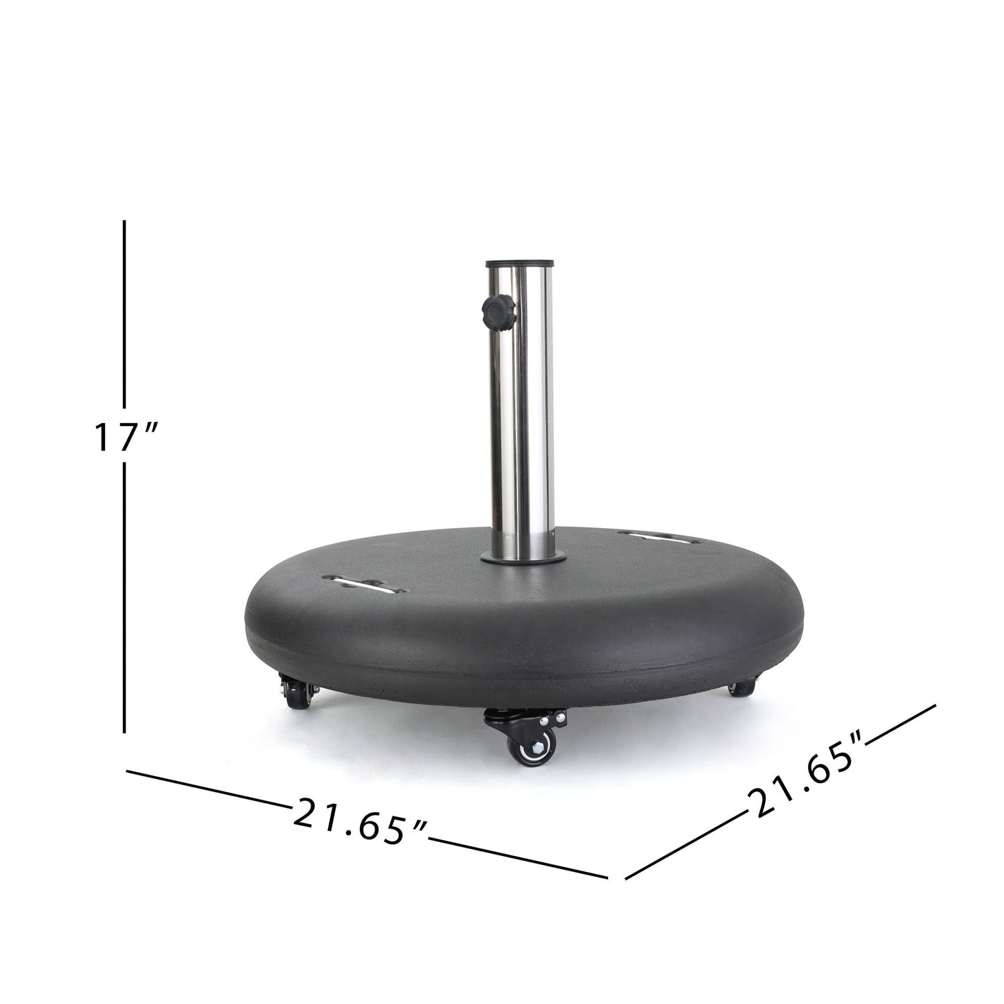 Wheelie Round Umbrella Base With Stainless Steel Holder