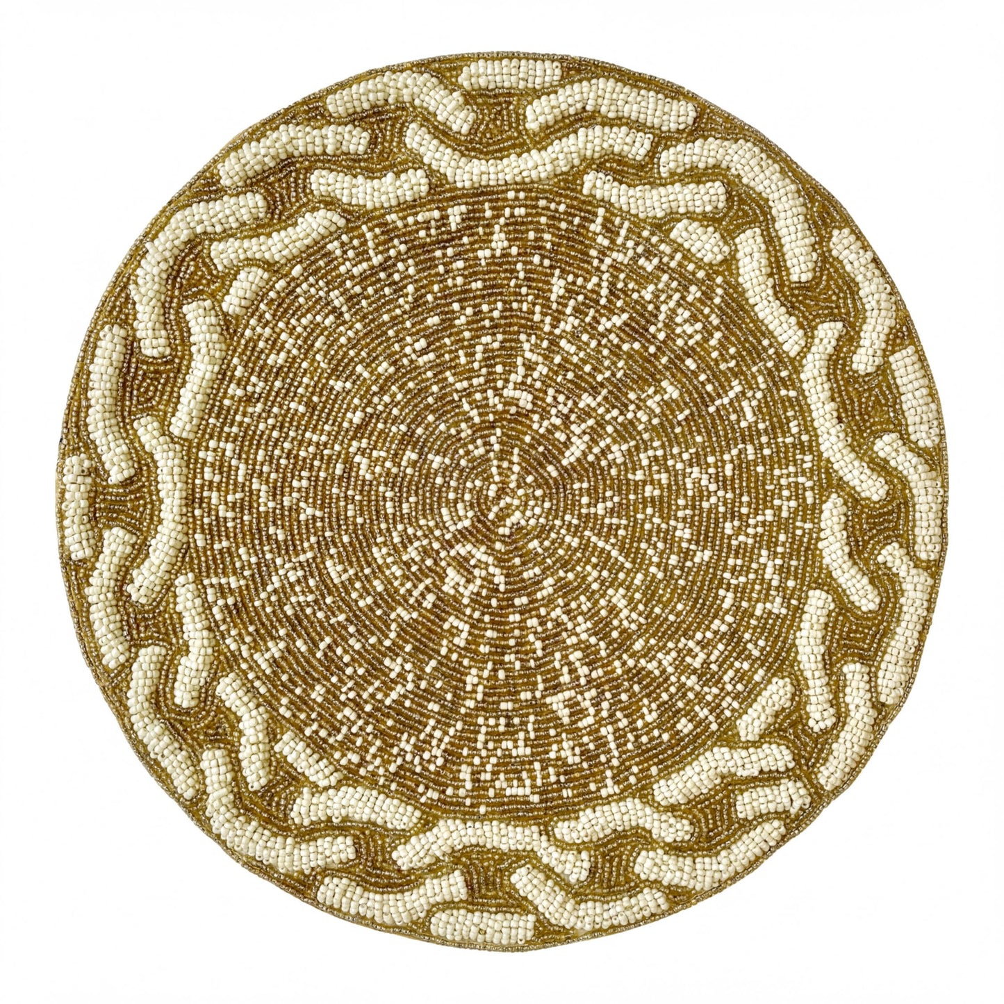Beaded Placemats - Handmade Round Glass Bead Placemats with Satin Backing