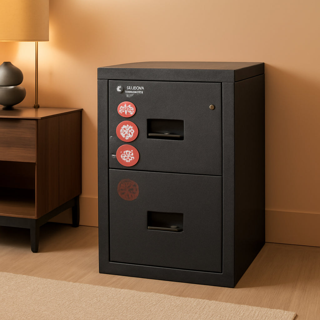Black 2 Drawer Fire Safe Legal Letter File Cabinet