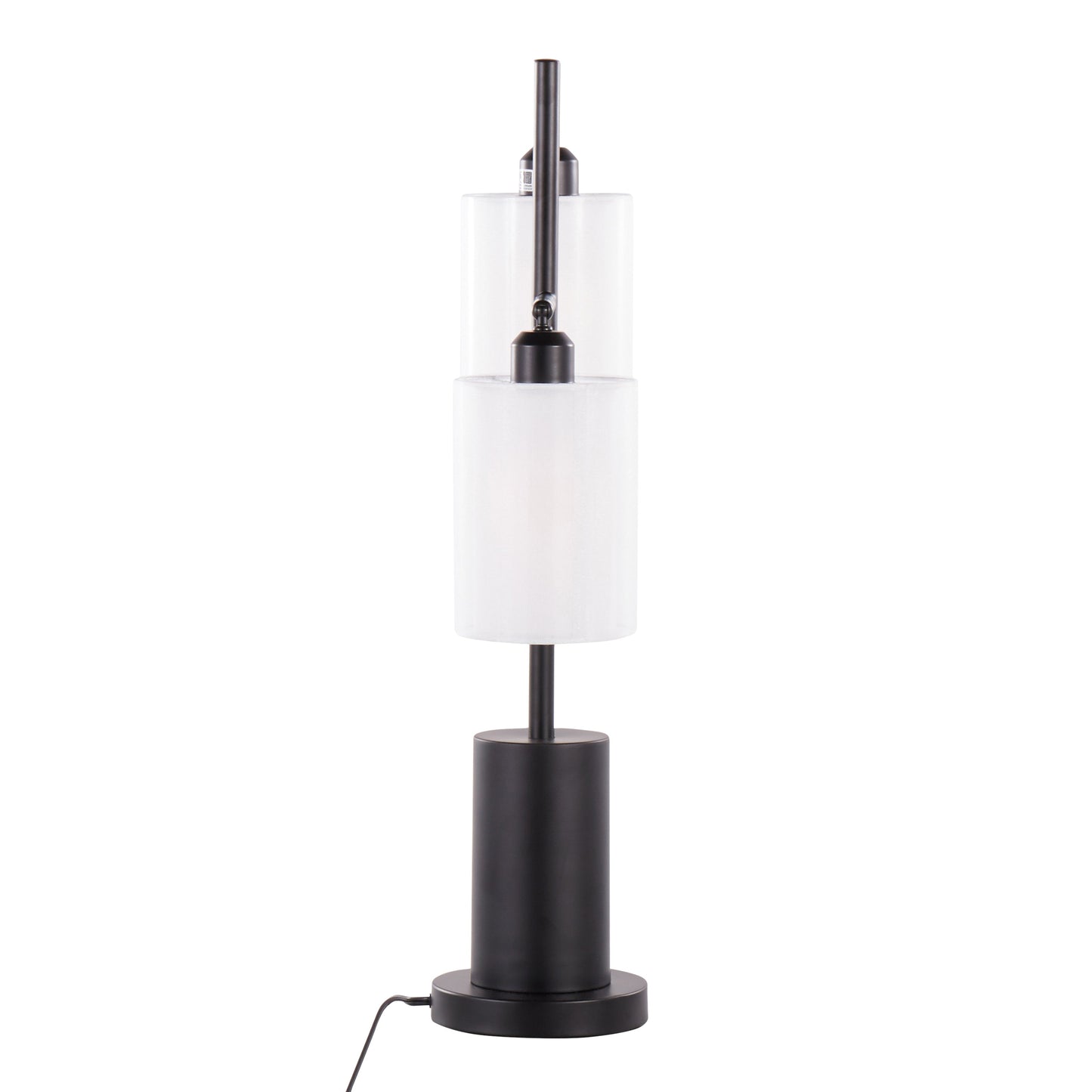 Cannes Contemporary Table Lamp in Black Metal with White Shades by LumiSource