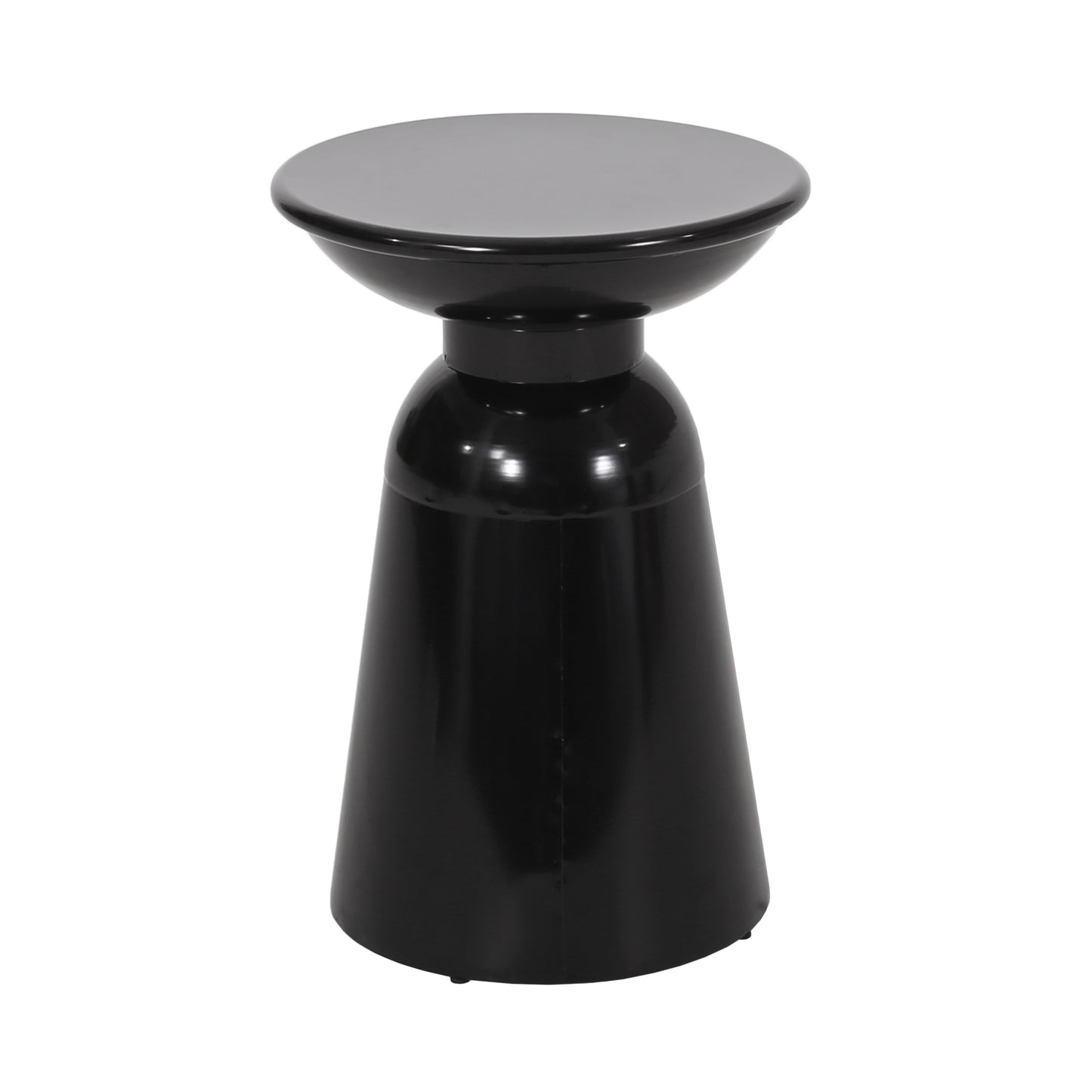 Serenita Outdoor Iron Side Tables with Flared Design, Set of 2 , Black