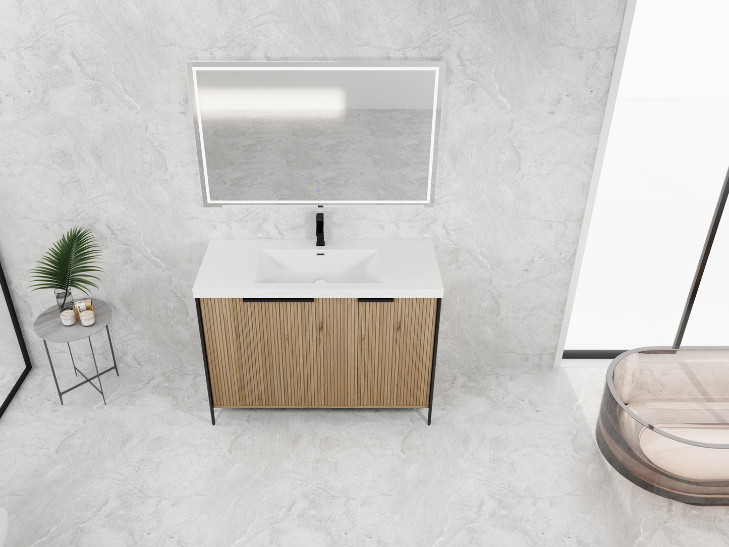48" Freestanding Bathroom Vanity with Resin Sink