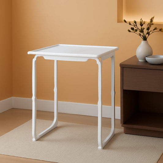 White Adjustable TV Tray Table With Height And Tilt