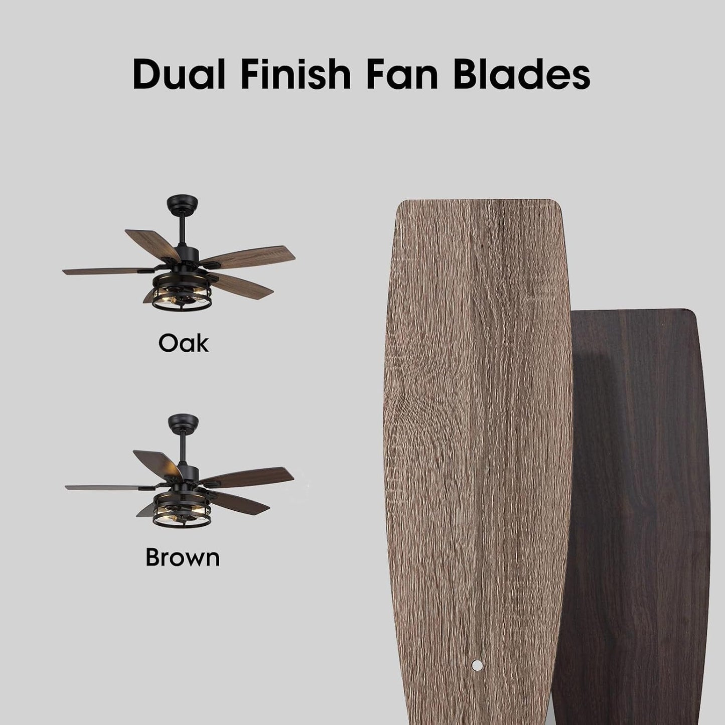 Dual Finish Fan Blades for 42 Inch Caged Ceiling Fan With Remote Control For Indoor And Outdoor