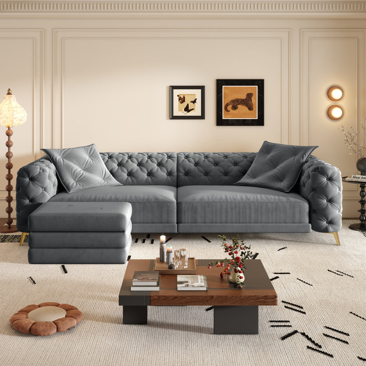 3-in-1 Convertible Sleeper Sofa with Movable Ottoman