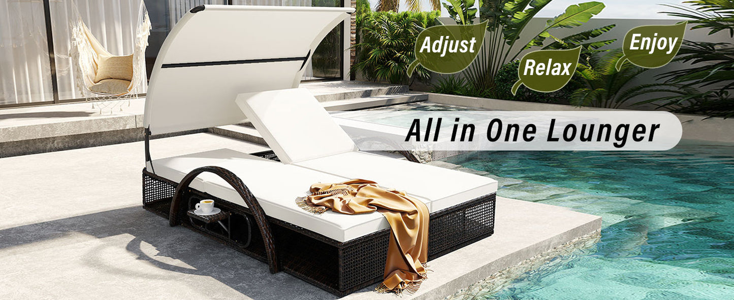 U_STYLE Outdoor Steel Frame Sun Lounger
