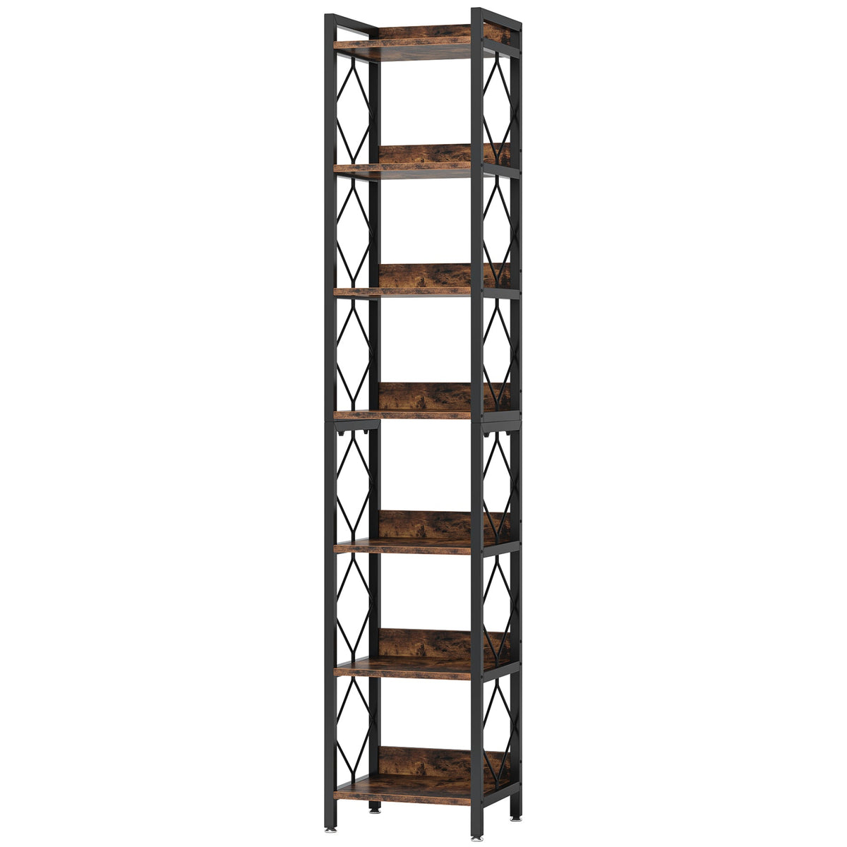 78.7" Extra Tall 7-Tier Rustic Bookshelf