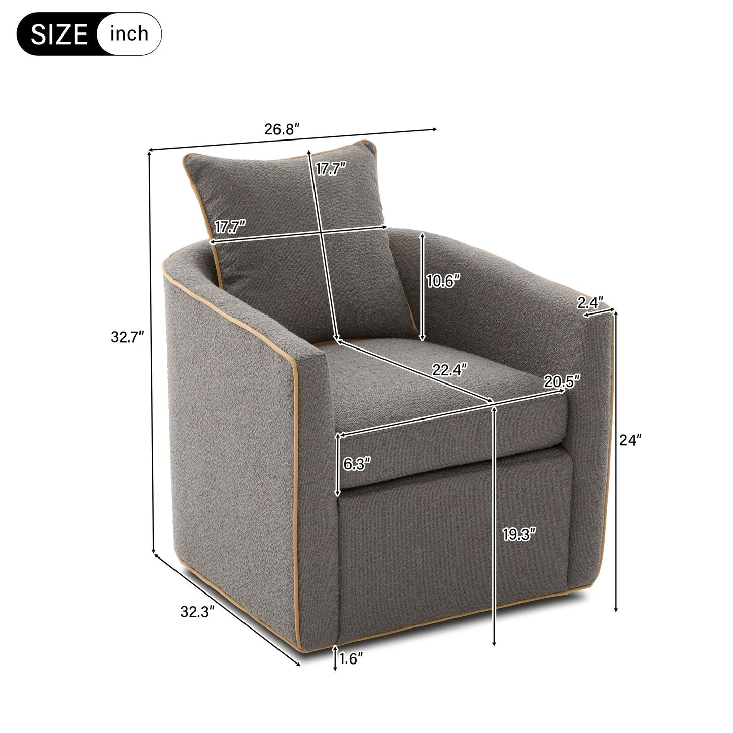Swivel Accent Chair with Rotating Base for Living Room