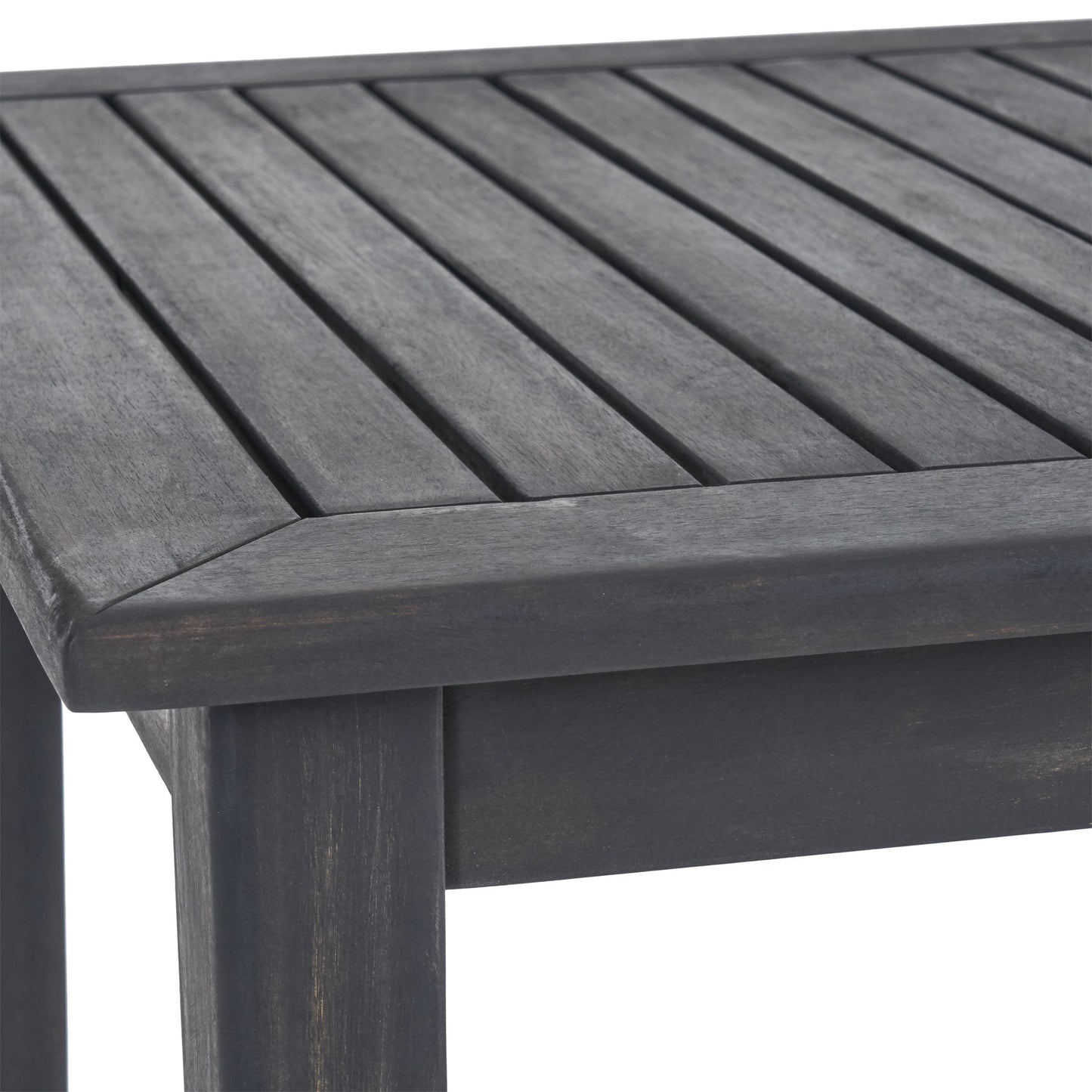 Outdoor Minimalist Acacia Wood Rectangle Bar Table - Dark Gray Finish 45x26 Inches