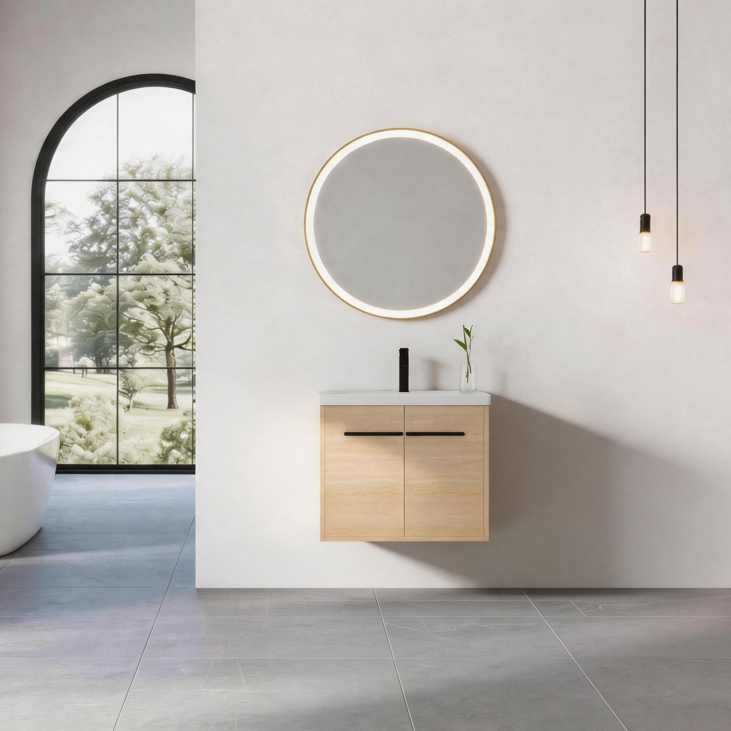 24" Wall Mounted Bathroom Vanity with Resin Basin