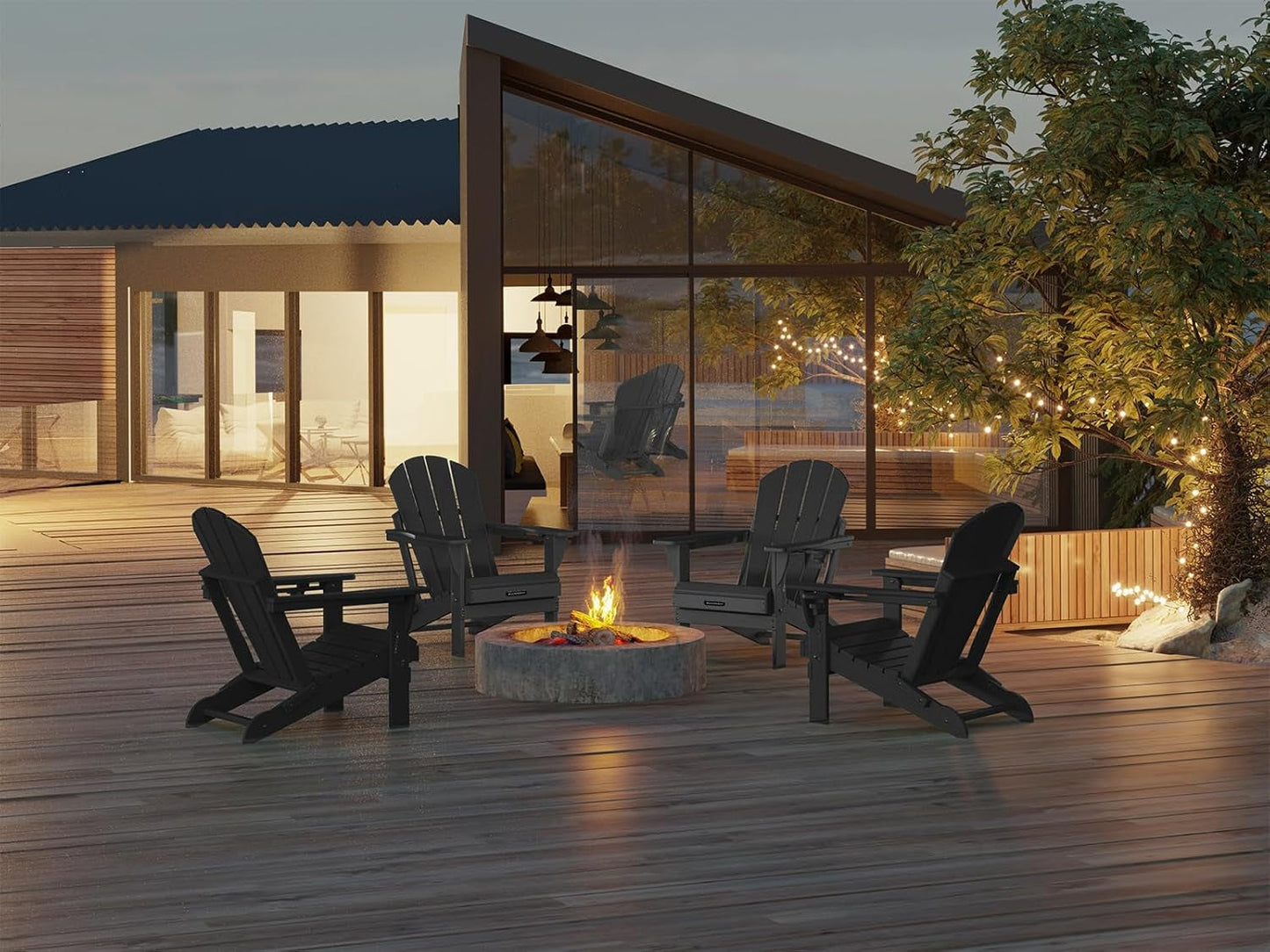 Folding Weather Resistant Adirondack Chair for Outdoor Relaxation