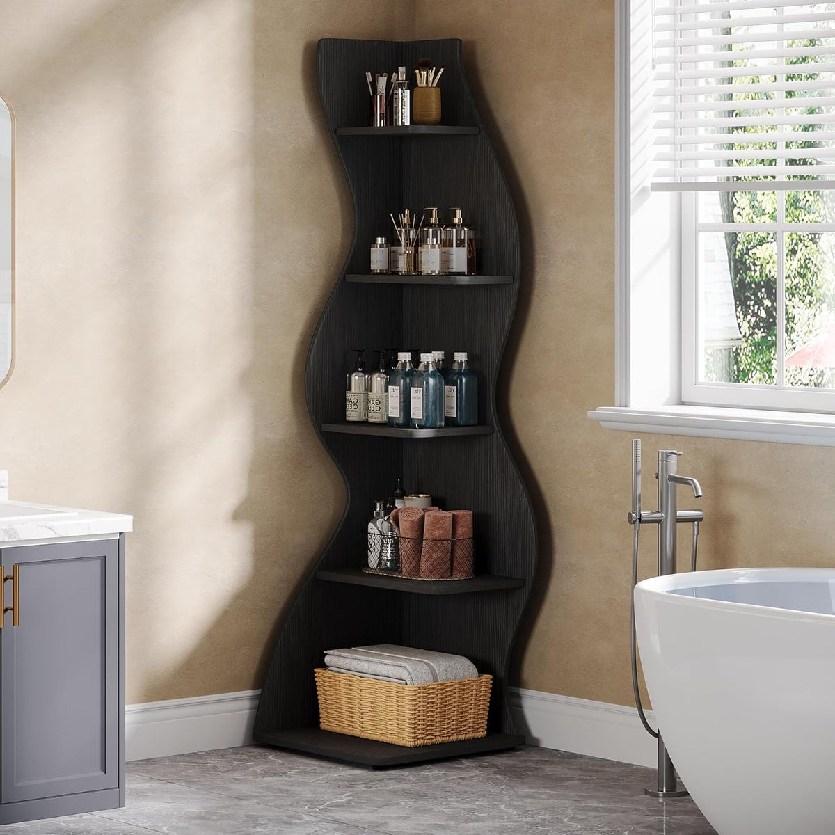 69.8" Height 5-Tier Wavy Bookshelf