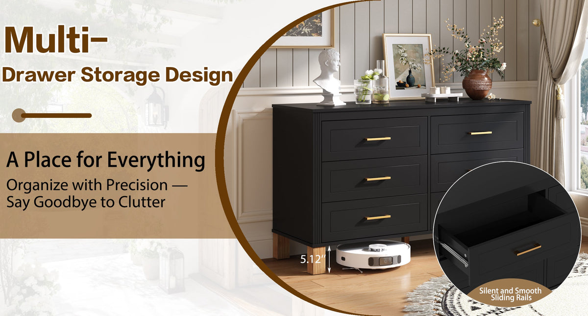 Modern 6-Drawer Double Dresser