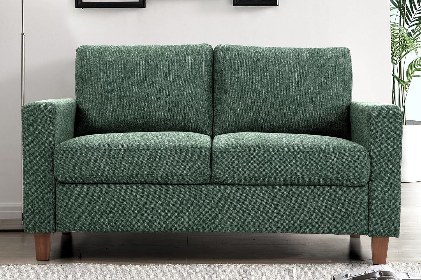 Green Mid Century Modern Couch and Loveseat Set for Small Spaces