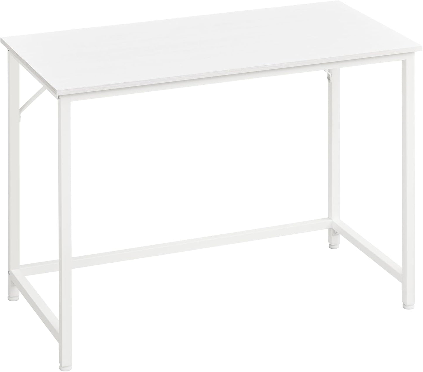 Maple White Computer Desk With Metal Frame For Small Spaces