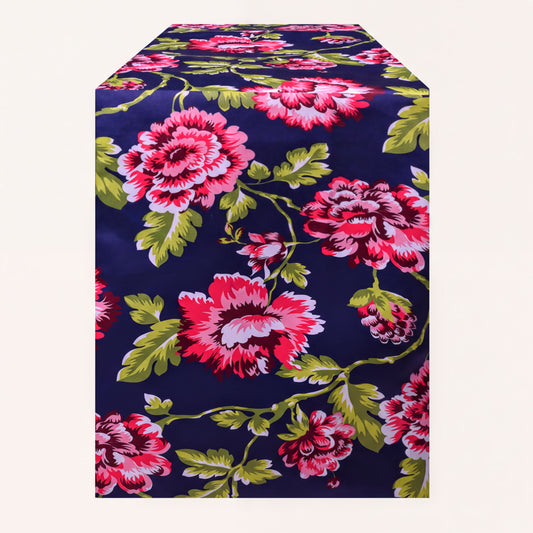 Blue Table Runner - Floral Polyester Indoor Outdoor Decorative Table Cloth