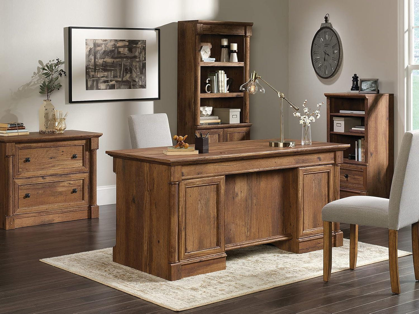 Palladia Executive Desk 65 Inch Vintage Oak Surface