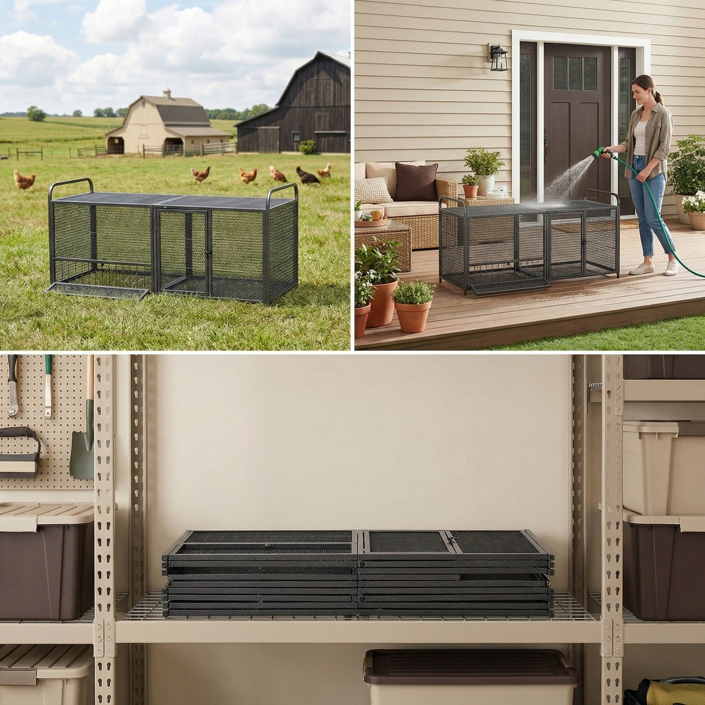 63" Chicken Cage Metal Poultry Breeding Coop