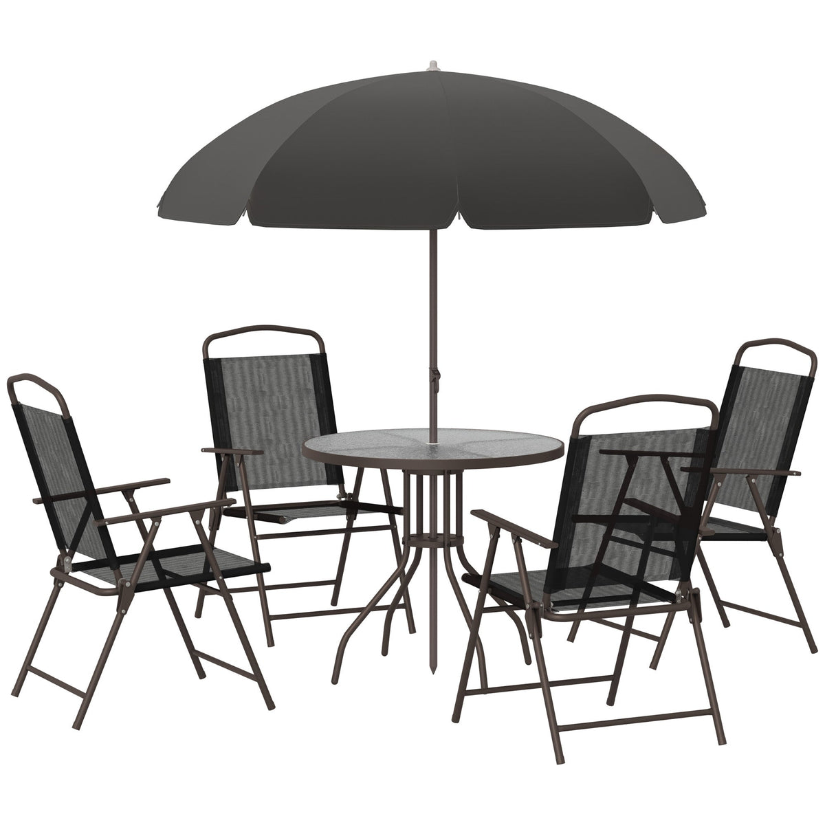 Outsunny 6 Piece Patio Dining Set for 4 with Umbrella
