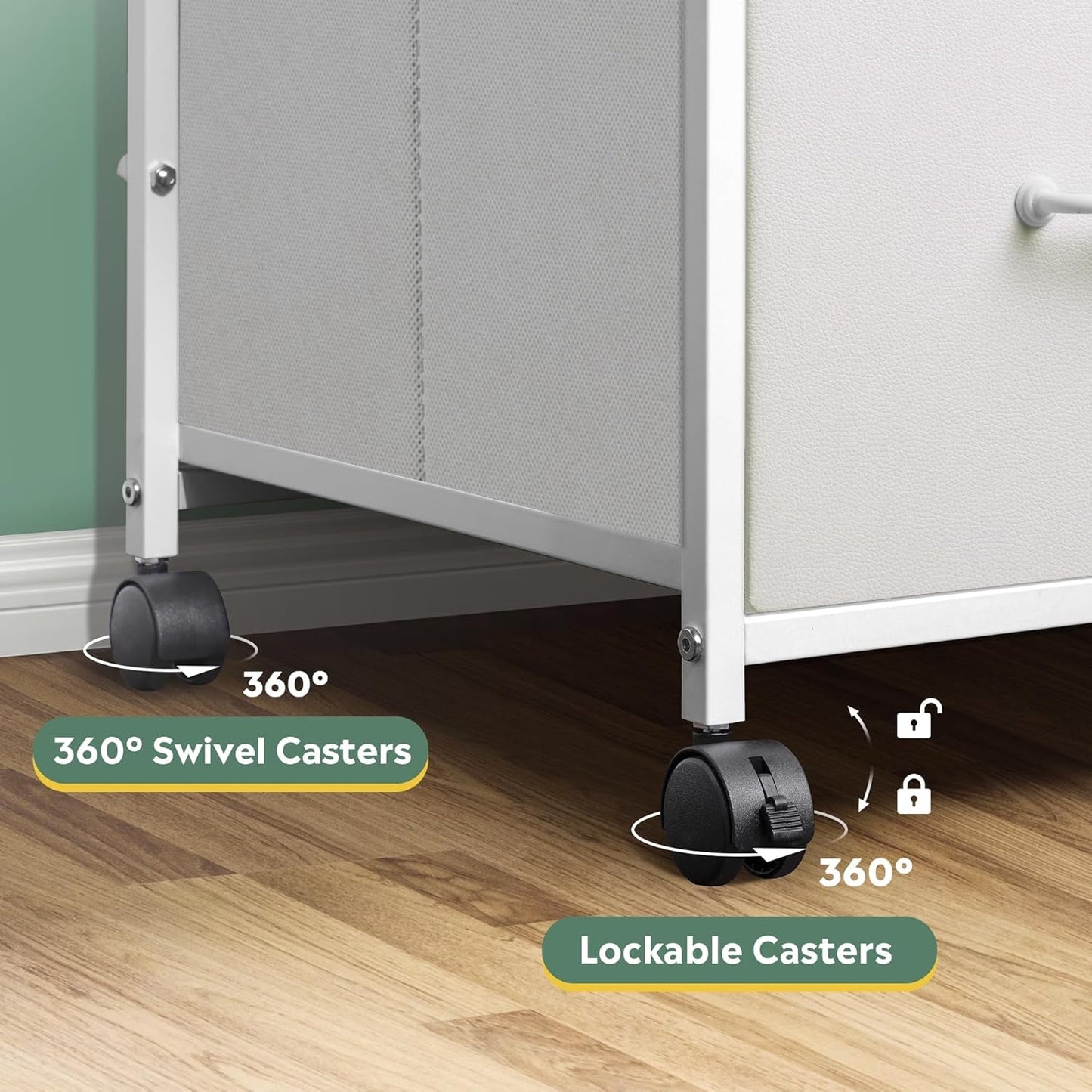 Mobile File Cabinet With 3 Drawers Rolling In White