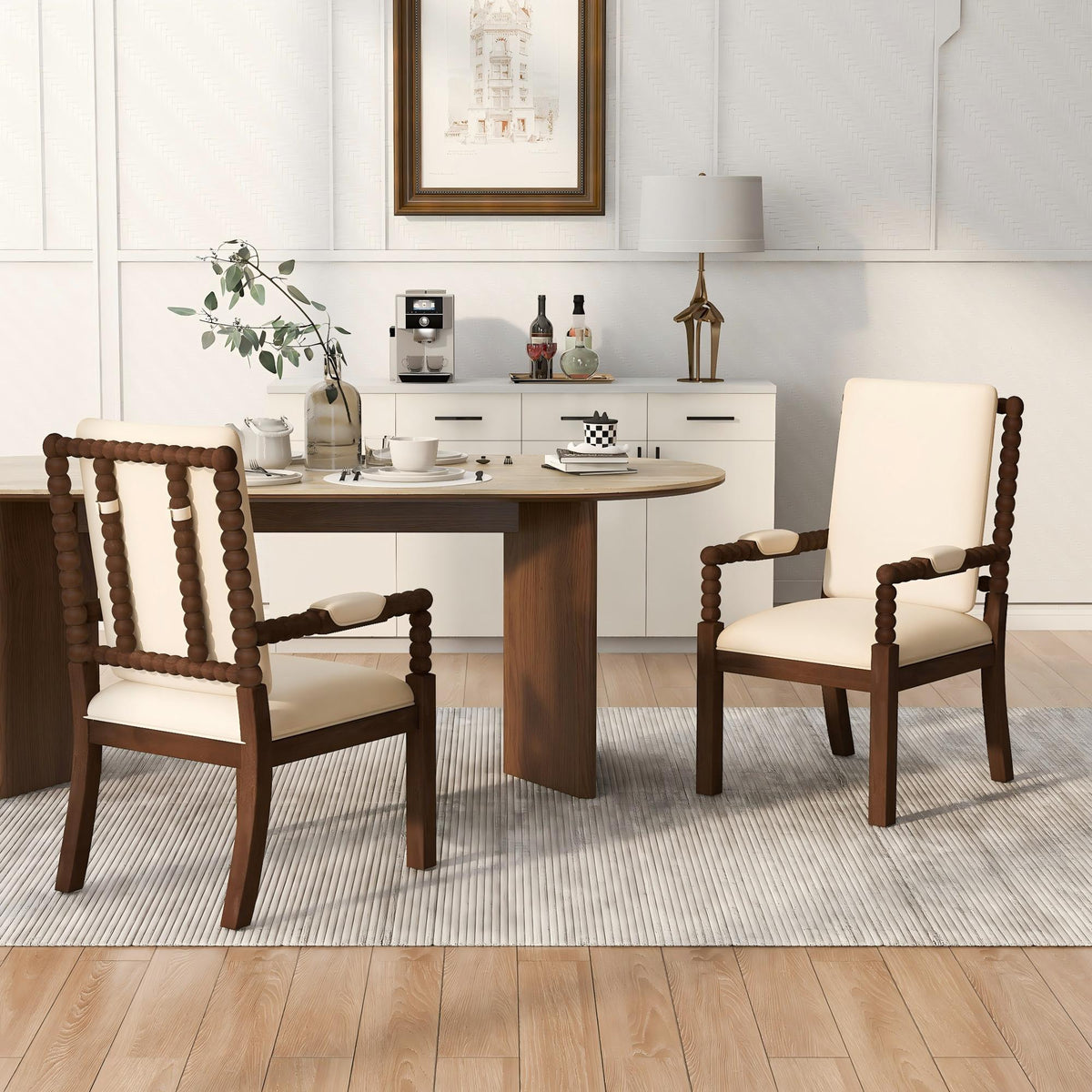 Set of 2 Rubber Wood Dining Chairs