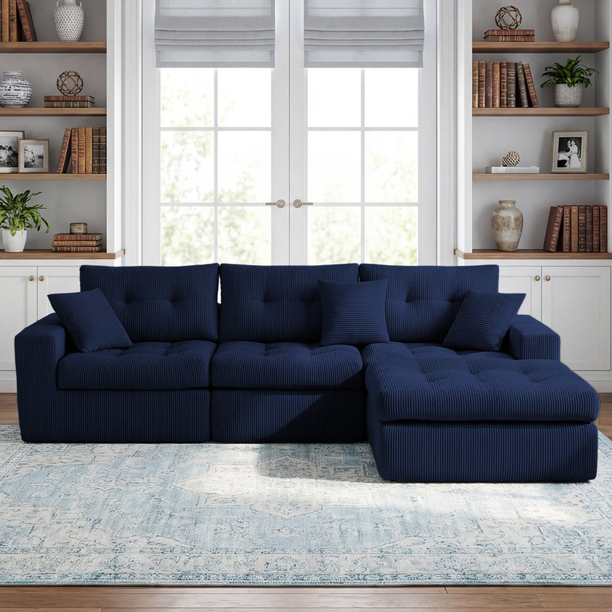Corduroy Corner Chaise Compression Sofa Bed