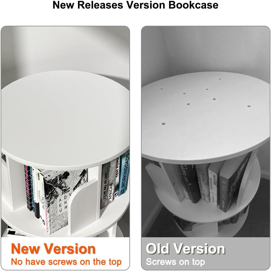 Rotating Bookshelf 2 Tier White Narrow Corner Swivel