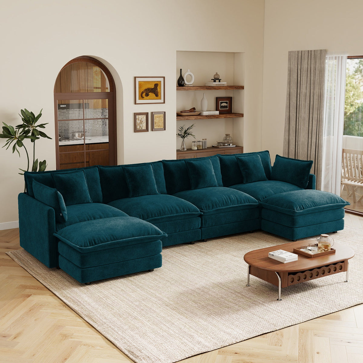 Oversized U Shape Sofa with 2 Ottomans
