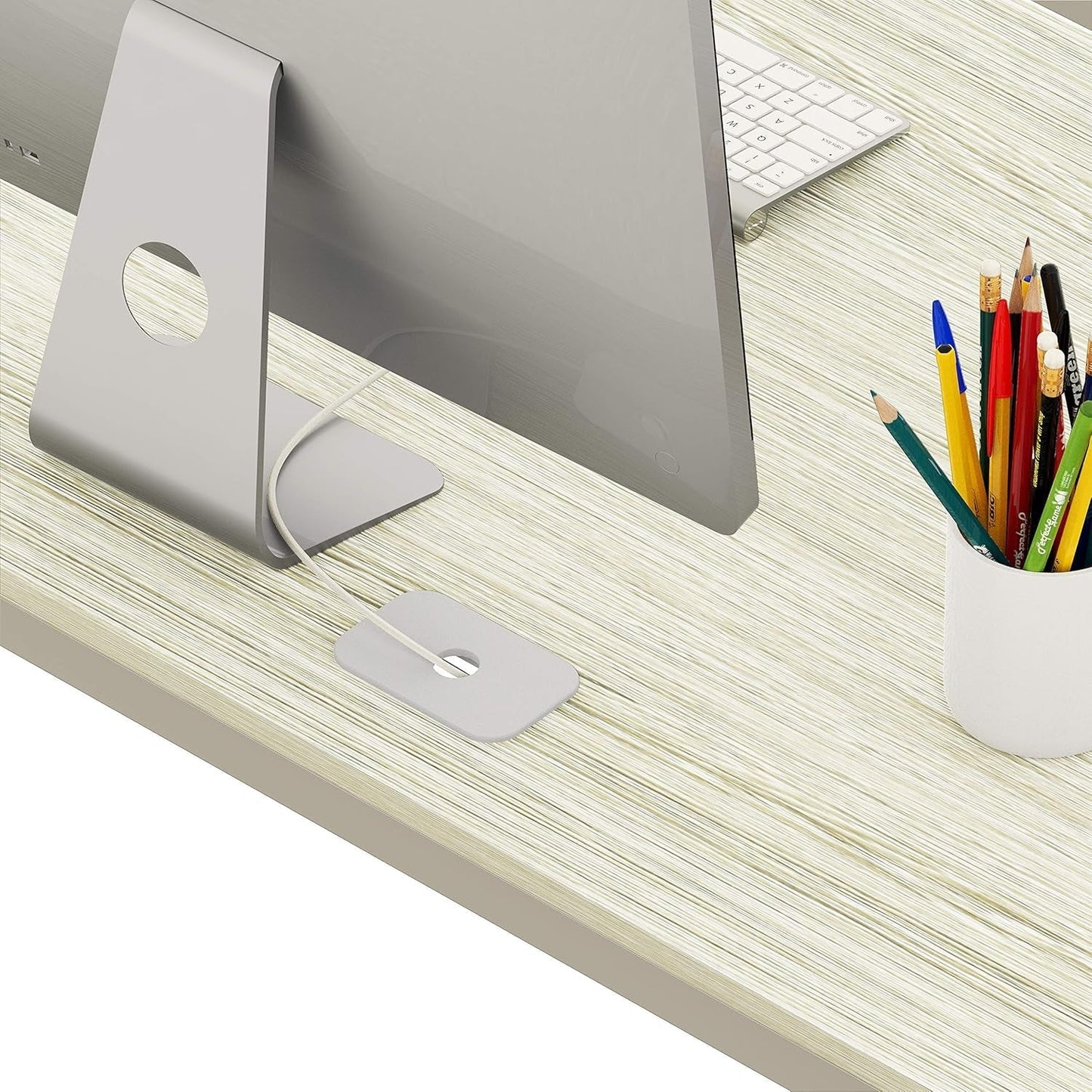 55 Inch Maple Computer Desk With Grommets And Glides