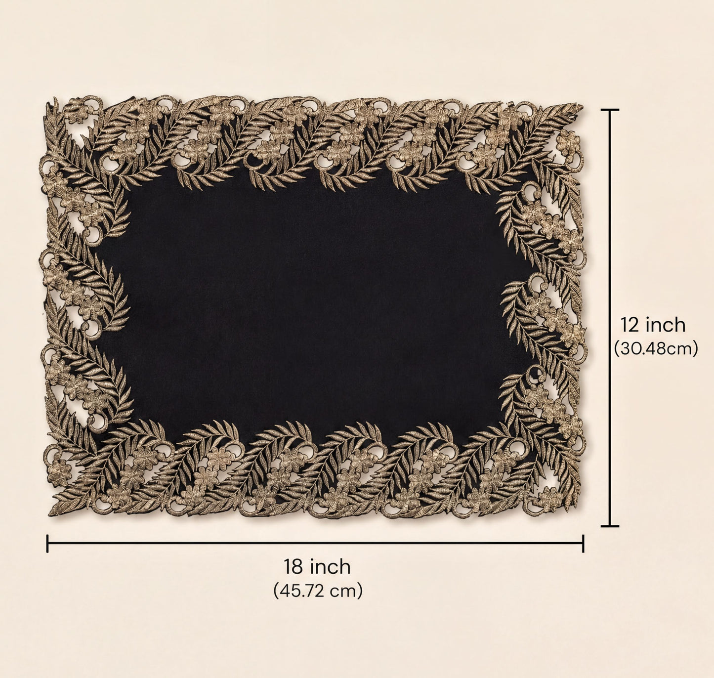 Black Gold Placemats – Rustic Embroidered Table Mats for Dining Protection