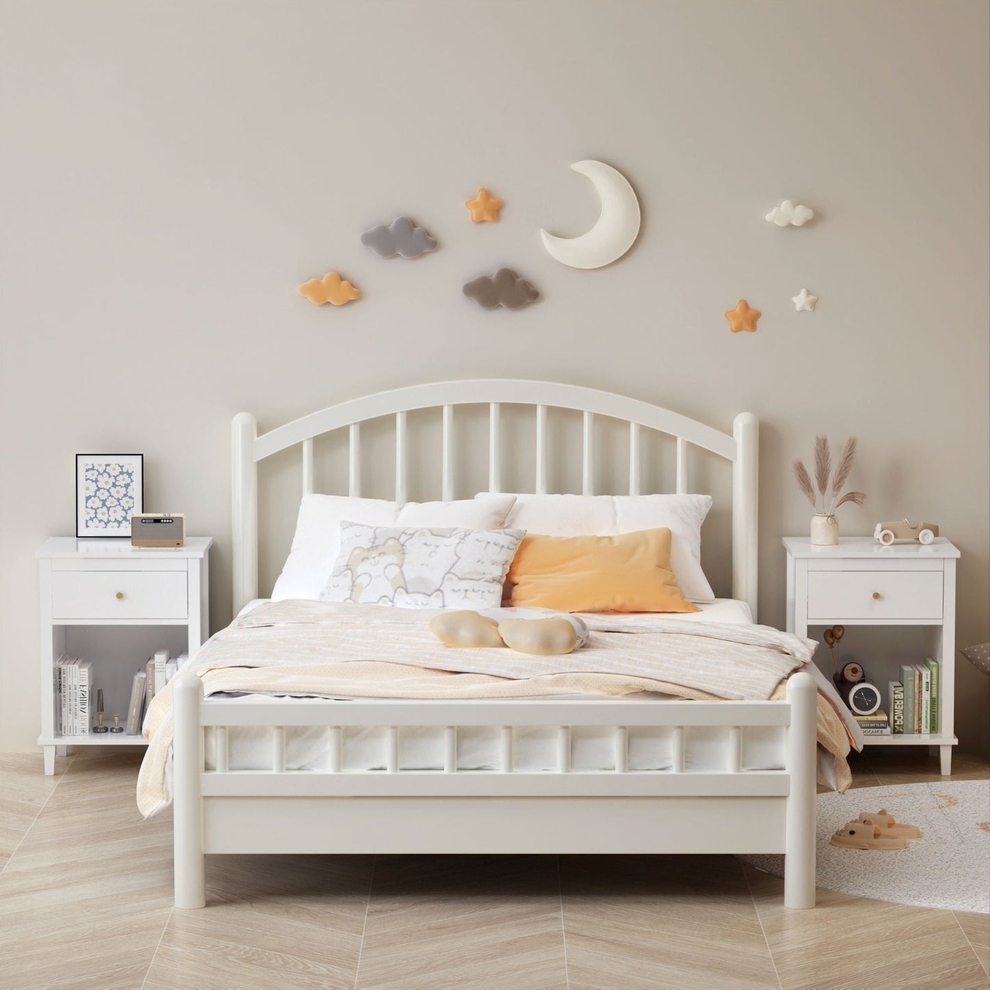 Nightstand & 1 Drawer And 1 Shelf - White