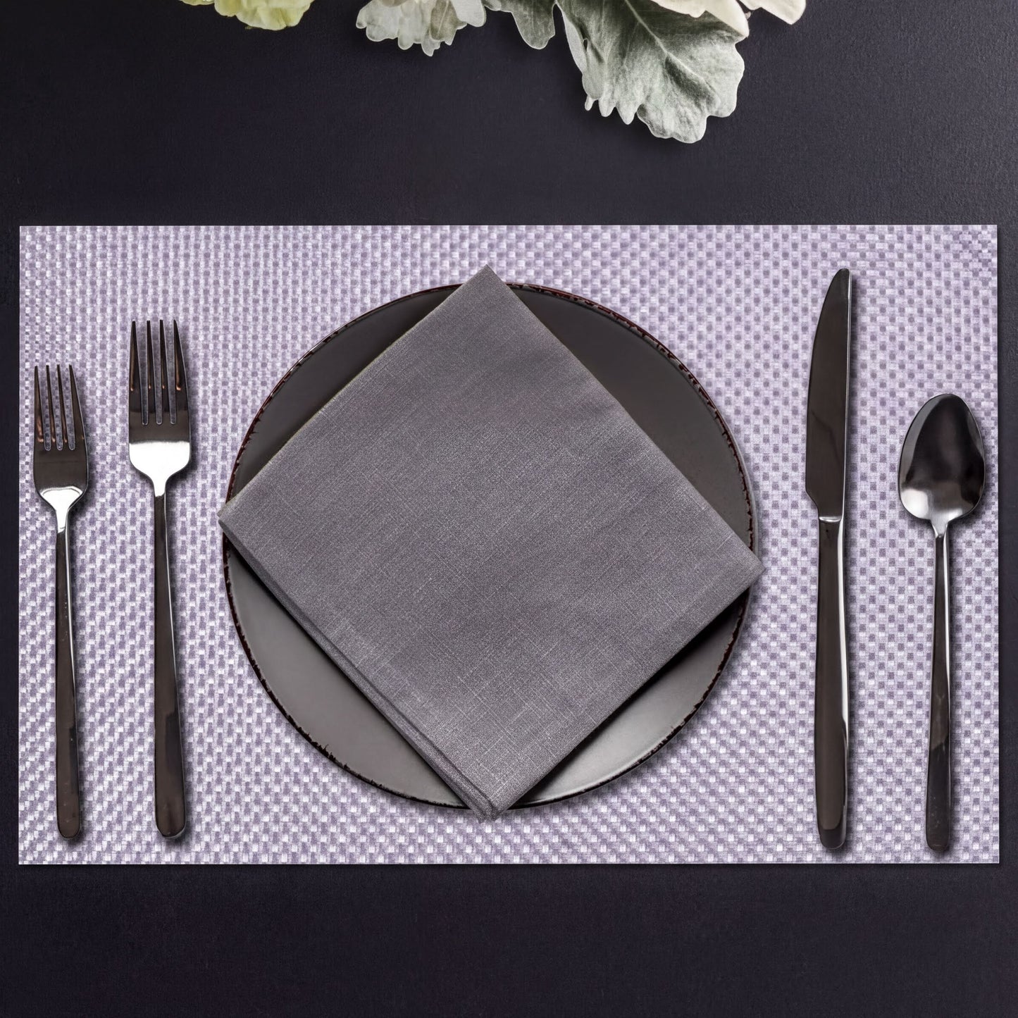 PVC Placemats - Silver Dining Table Mats | Heat Resistant Non Slip Indoor Outdoor