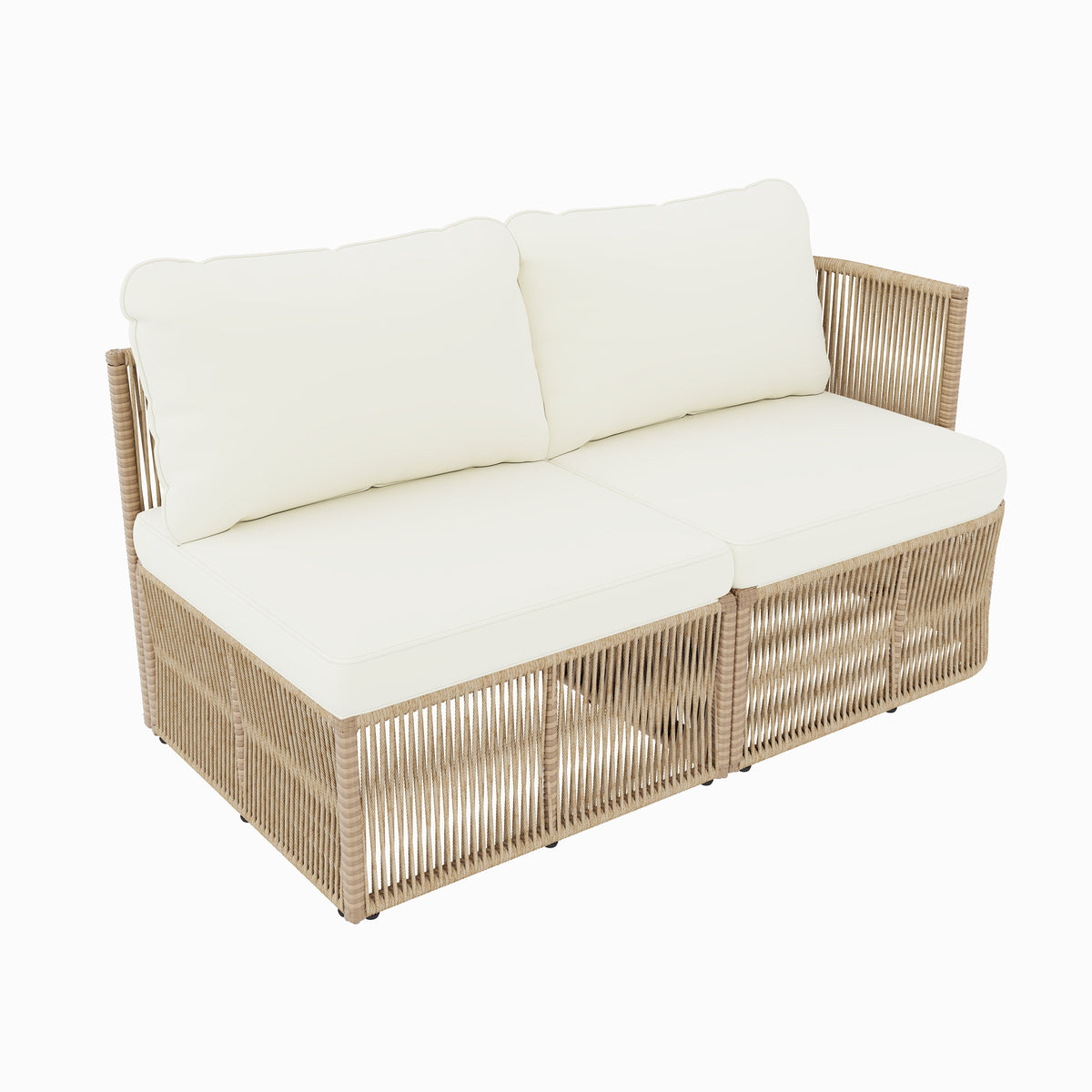 Outdoor PE Rattan Patio Furniture Set with Iron Frame, Dark