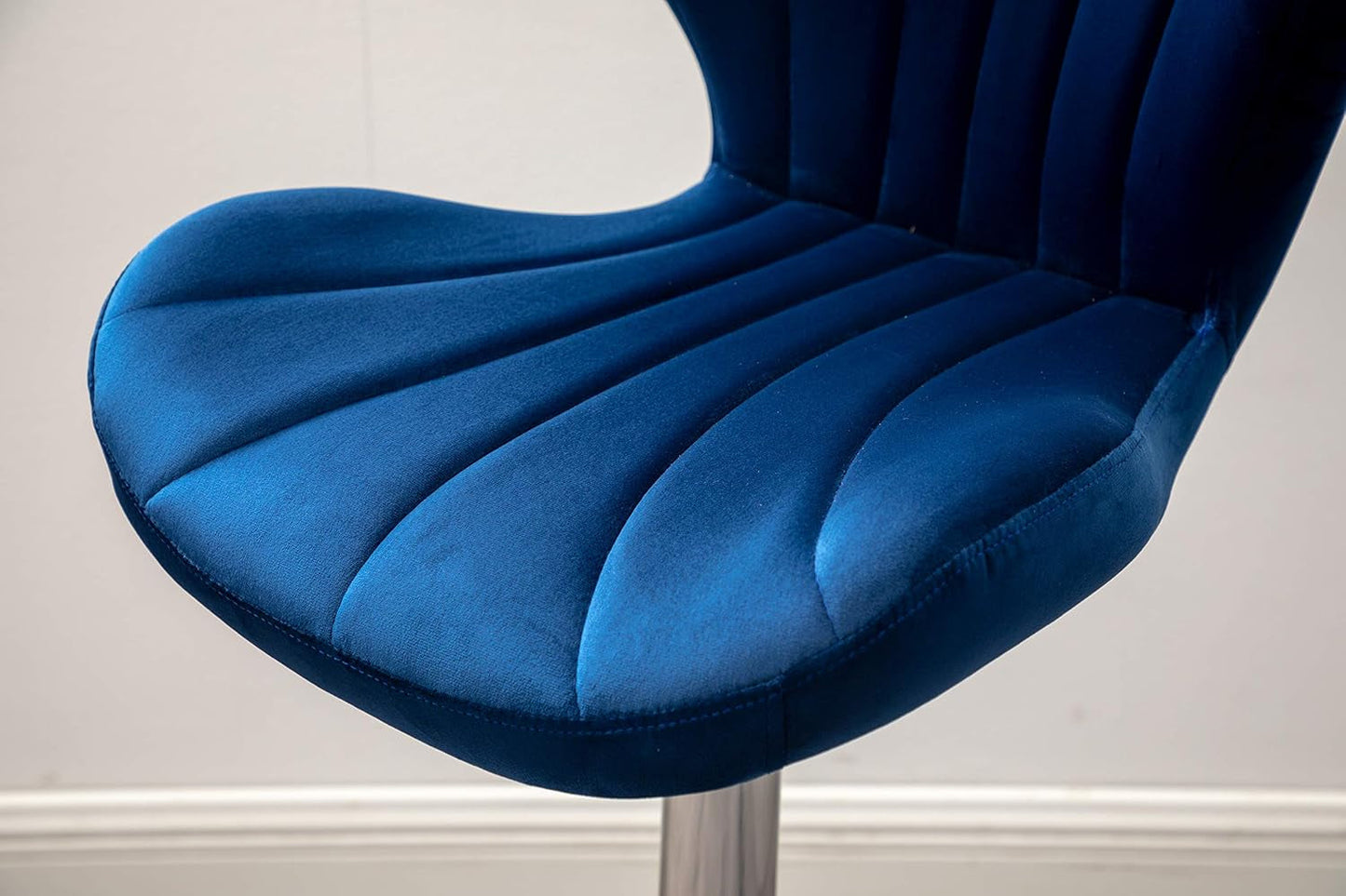 Blue Velvet Adjustable Swivel Bar Stools Set of 2 Modern