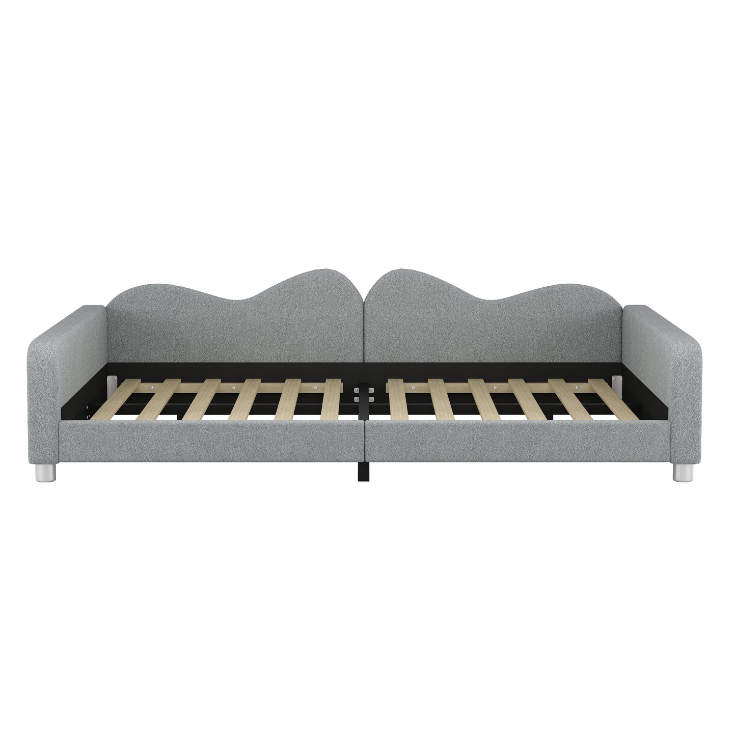 Full Size Upholstered Daybed in Gray Sherpa Fabric
