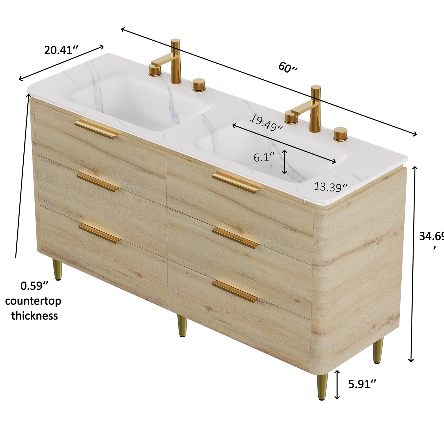 Amara 60'' Bathroom Vanity & Sinks