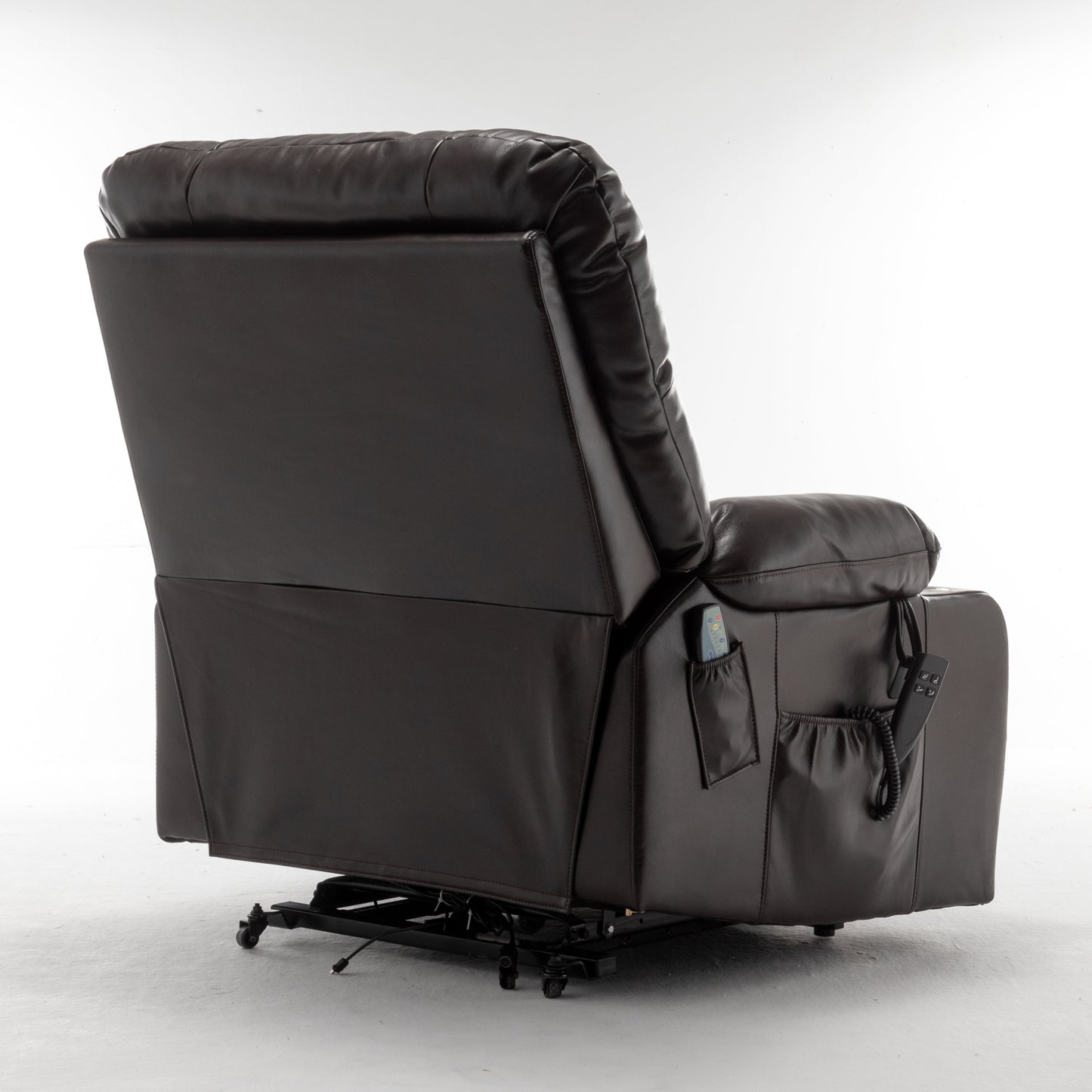 Lift Chair for Big and Tall Person with Inconvenient Legs: High Density Foam Lift Sofa with Heat and Massage, 2 Pockets, 2 Cup Holder, 2 Remote, OKIN Motor